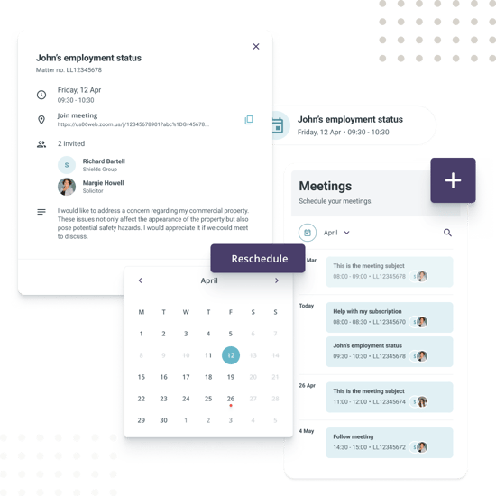 Online booking with commercial solicitor